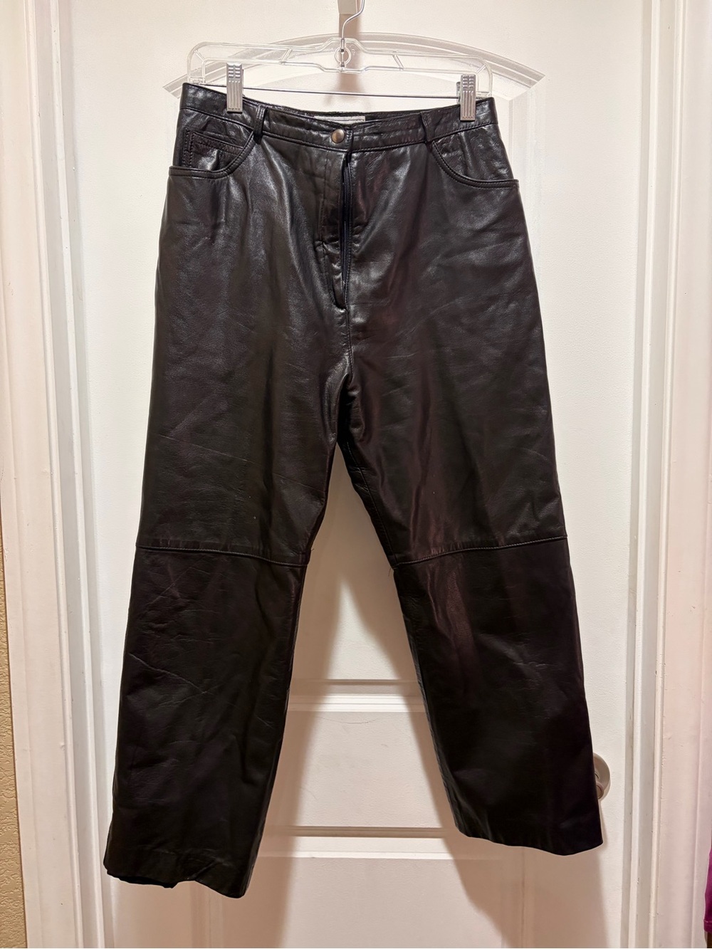 Vintage Black Leather Single Pleat Pants